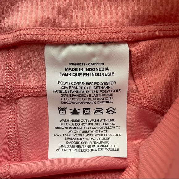 Nike Women Pink Biker Shorts Running Tight Fit Mid Rise Ribbed Panel Spandex XS - Picture 10 of 10